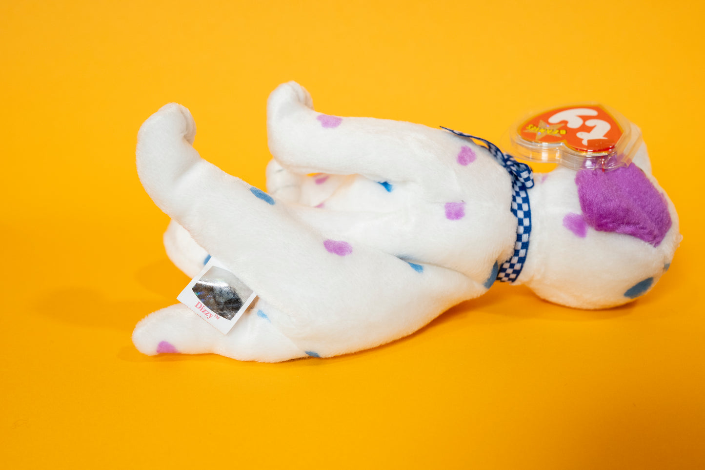 Dizzy (Dalmatian Dog - Purple & Blue Spots and Ears) - TY Beanie Babies - Tag in Protector - Excellent Condition