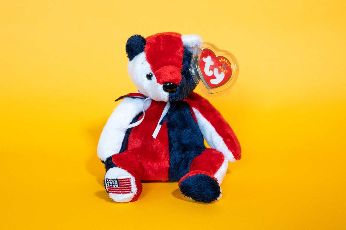 Patriot - USA right foot flag (Bear) - TY Beanie Babies - Tag in Protector - Excellent Condition - USA Exclusive