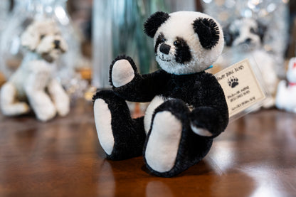 Handmade/Artist Mohair Black & White Panda Teddy Bear - Windy Ridge Bears, 'Chi Chi' , 5 joints,  Aprox 14cm tall