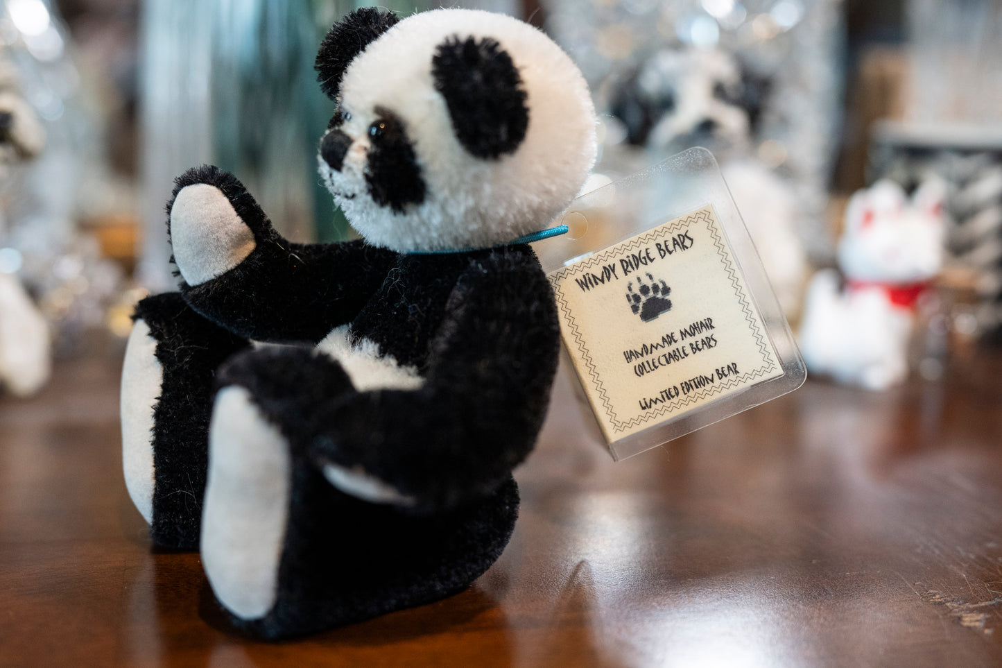 Handmade/Artist Mohair Black & White Panda Teddy Bear - Windy Ridge Bears, 'Chi Chi' , 5 joints,  Aprox 14cm tall