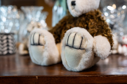 Handmade/Artist Mohair Teddy Bear - Tedi Ty Coed by Susan Davies, brown & white, 5 Joints, Aprox. 28cm