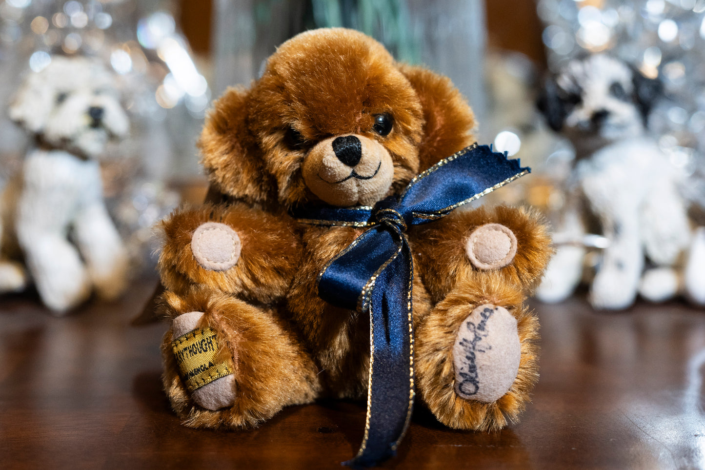 Merrythought Mohair Cheeky Teddy Bear with Tag, Signed by Oliver Holmes, Aprox 12cm