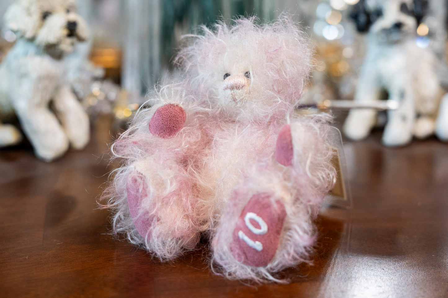 Handmade/Artist Pink Mohair Teddy Bear - Windy Ridge Bears, 'Club Bear' designed by Stef, 1 of 1, November 2004, 5 joints, Apox 12cm