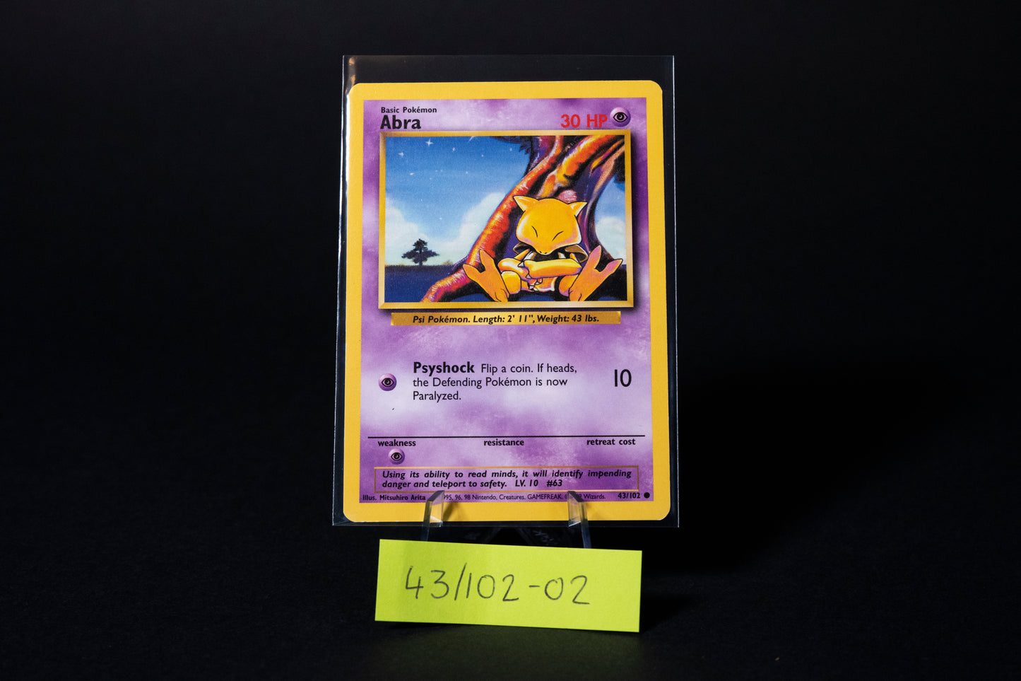 43/102, Abra, Pokemon, Base Set Unlimited, 1999, Common, Ungraded, English