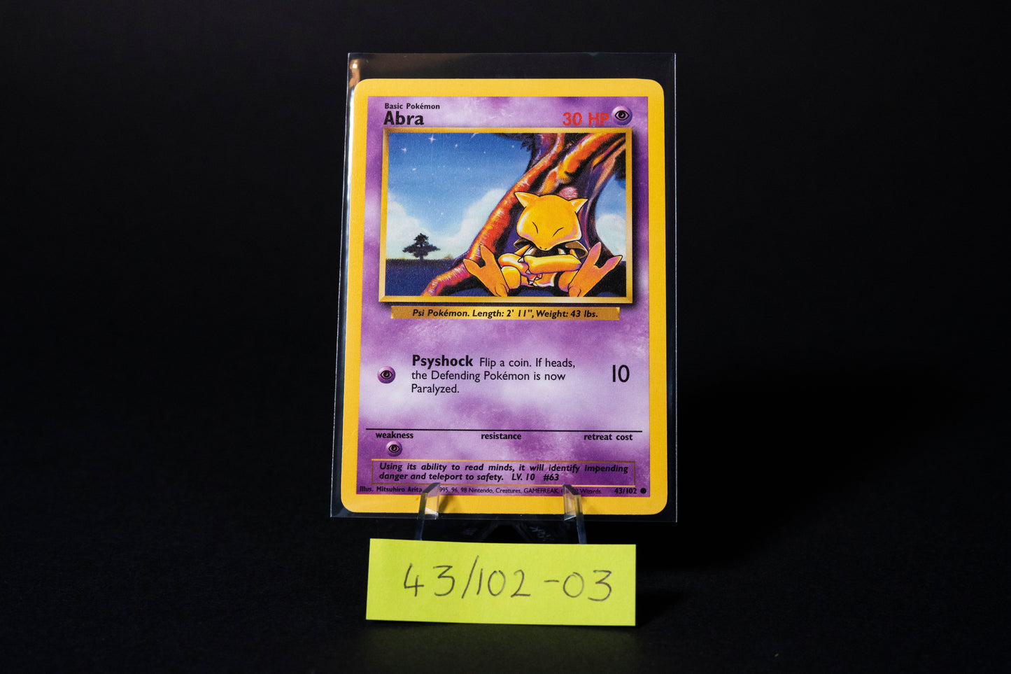 43/102, Abra, Pokemon, Base Set Unlimited, 1999, Common, Ungraded, English