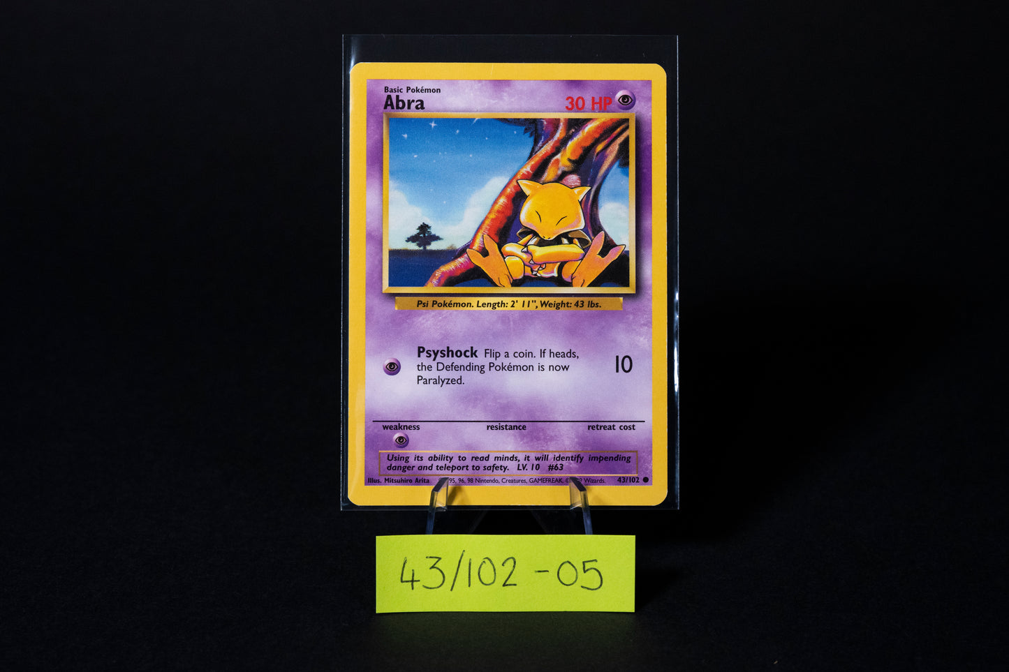 43/102, Abra, Pokemon, Base Set Unlimited, 1999, Common, Ungraded, English