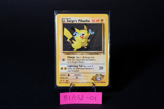 81/132, Lt. Surge's Pikachu, Pokemon, Gym Heros, 2000, Common, Ungraded, English