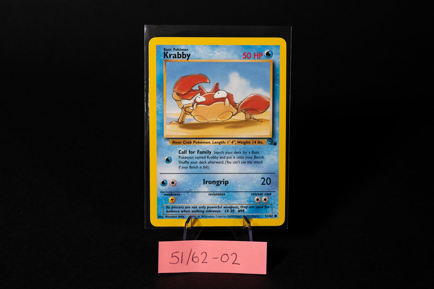 51/62, Krabby, Pokemon, Fossil, 1999, Common, Ungraded, English