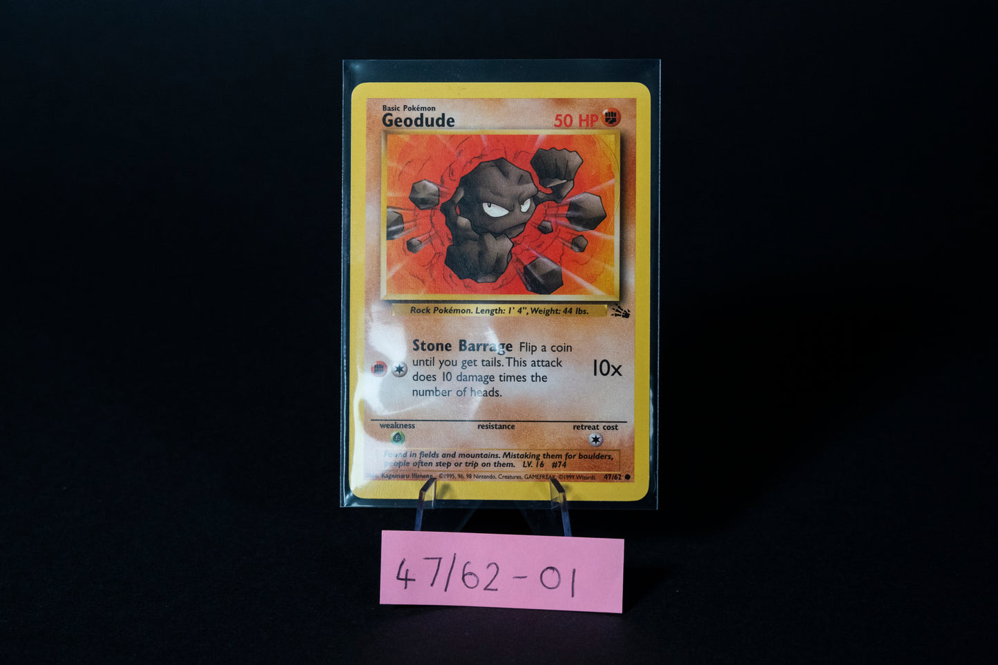 47/62, Geodude, Pokemon, Fossil, 1999, Common, Ungraded, English