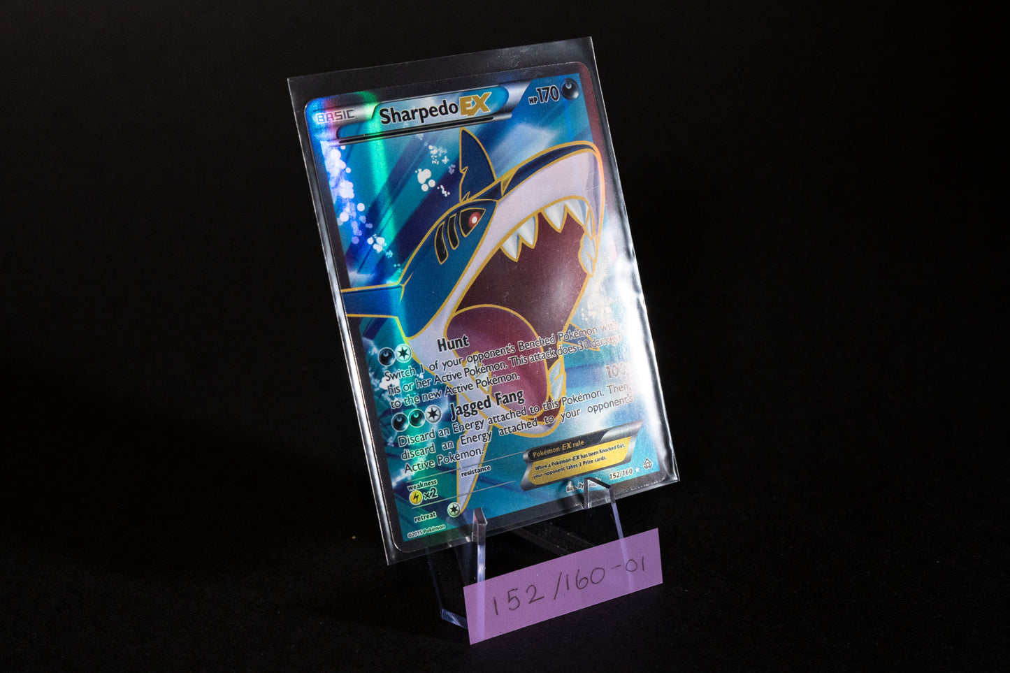 152/160. Sharpedo EX (Full Art), Pokemon, XY, Primal Clash, 2015, Ultra Rare, Ungraded	English