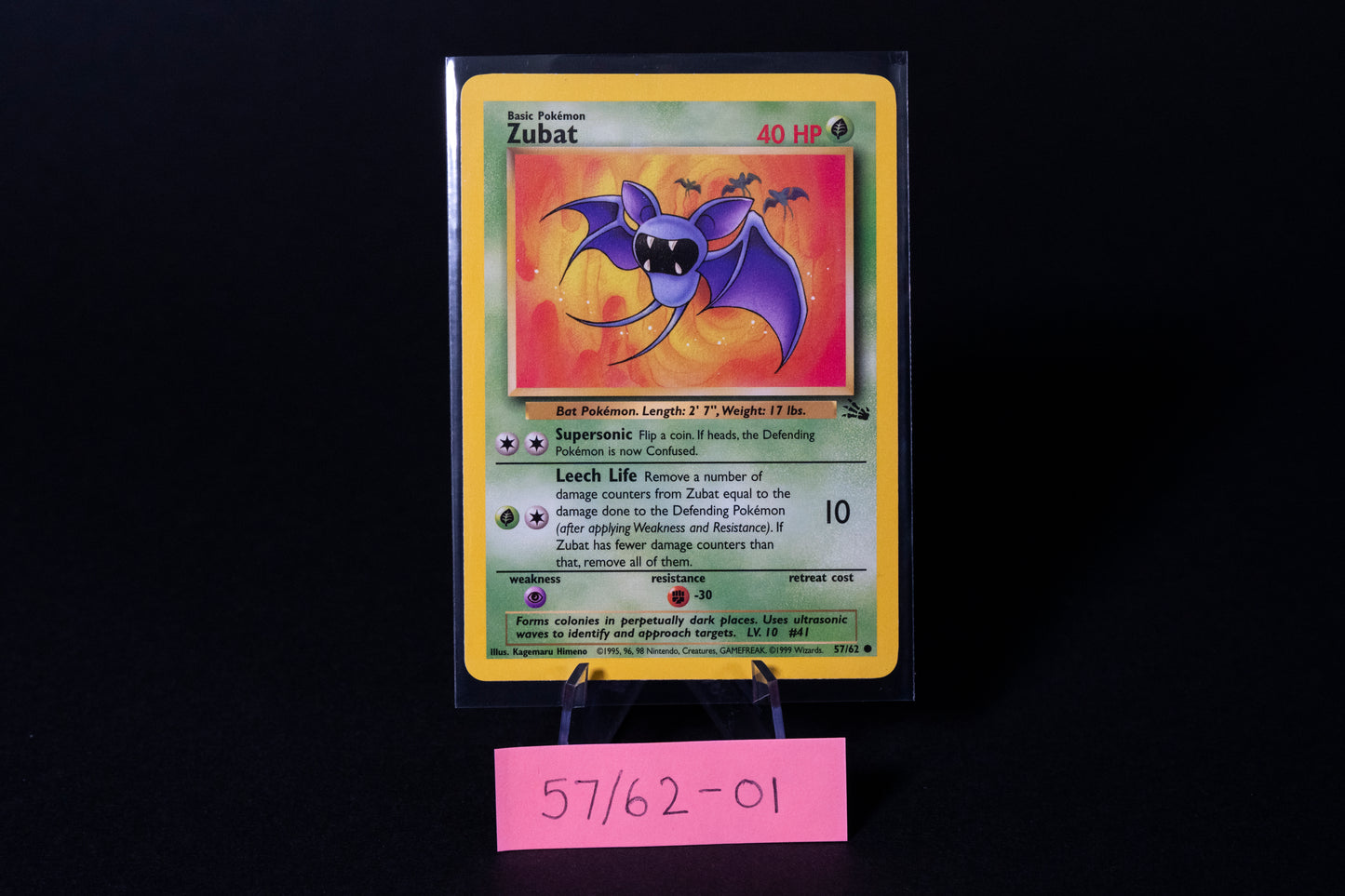 57/62, Zubat, Pokemon, Fossil, 1999, Common, Ungraded, English