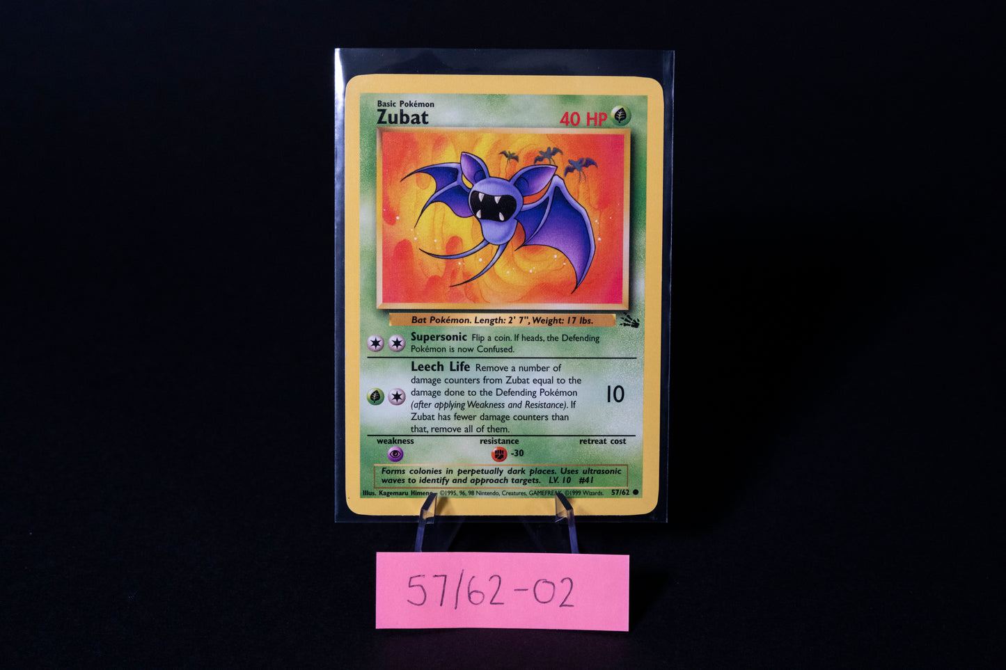 57/62, Zubat, Pokemon, Fossil, 1999, Common, Ungraded, English