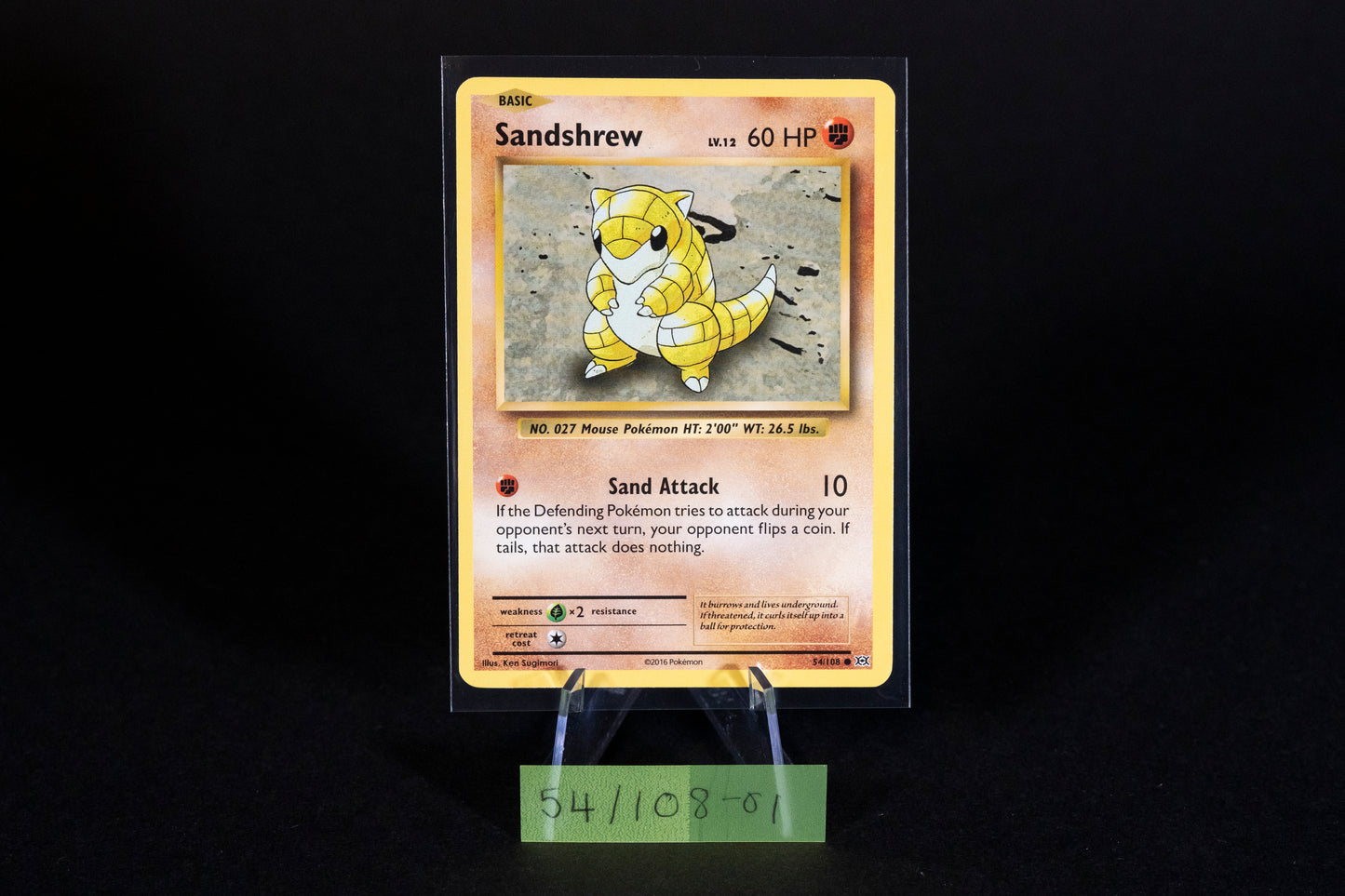 54/108, Sandshrew, Pokemon, XY, Evolutions, 2016, Common, Ungraded, English