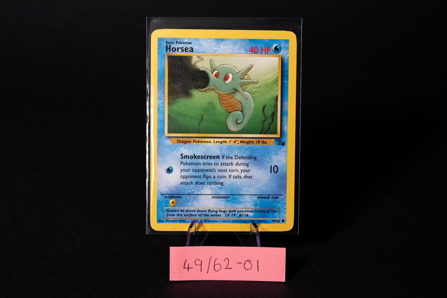 49/62, Horsea, Pokemon, Fossil, 1999, Common, Ungraded, English