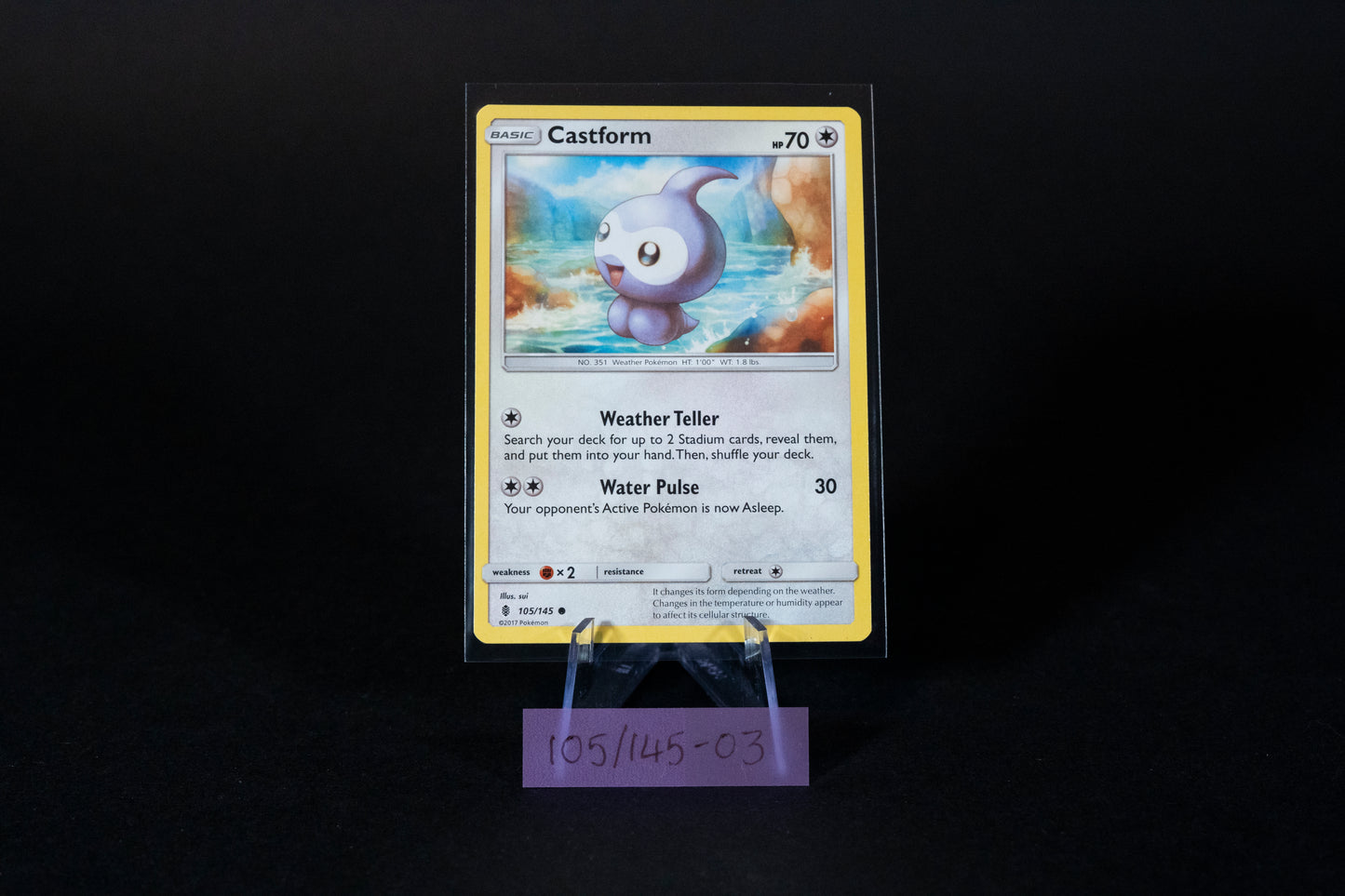 105/145, Castform, Pokemon, Sun & Moon, Guardians Rising, 2017, Common, Ungraded, English