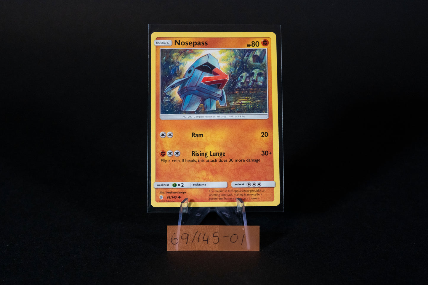 69/145, Nosepass, Pokemon, Sun & Moon, Guardians Rising, 2017, Common, Ungraded, English