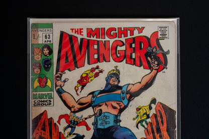 The Avengers, Vol.1 #63, Marvel Comics, 1969, Pence Edition