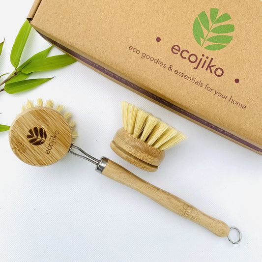 Long Handled Dish Brush & Replacement Head (in gift box) - Ecojiko