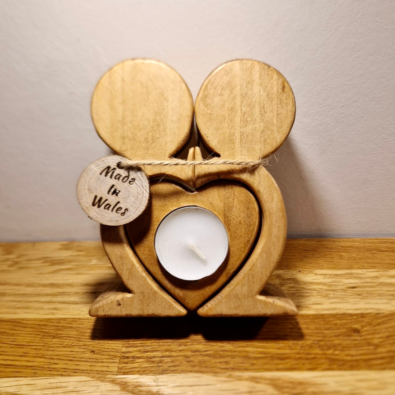 Heart Wooden candle holder - Tea light holder - Handcrafted - Wood with potential